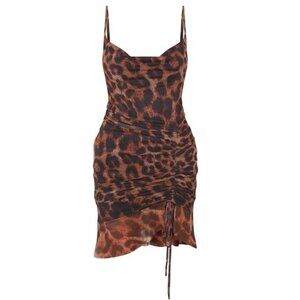 What A Girl Wants Cheetah Whimsy Twee Party Sheer Hem Mesh Mini Dress Small, NWT